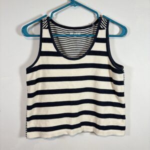 Madewell S Crop Sweater Tank Knit Striped Boho Beach Coastal Nautical Cotton